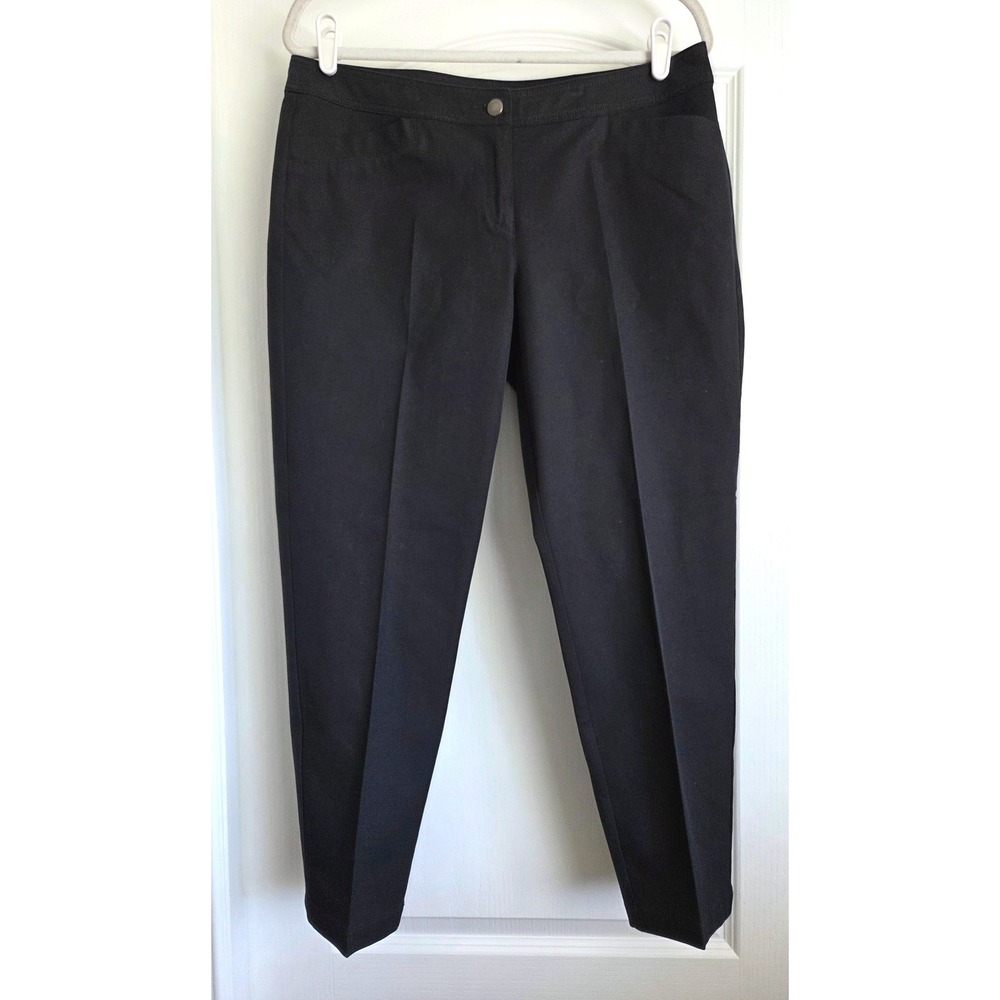 Eileen‎ Fisher Black Organic Cotton Stretch Ankle Trousers Pants Sz M Classic